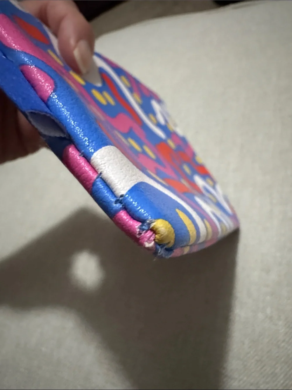 Ipsy MakeUp Bag-Gently Used-1990’s Retro Vibes Print-String Tassel-Pink/Blue